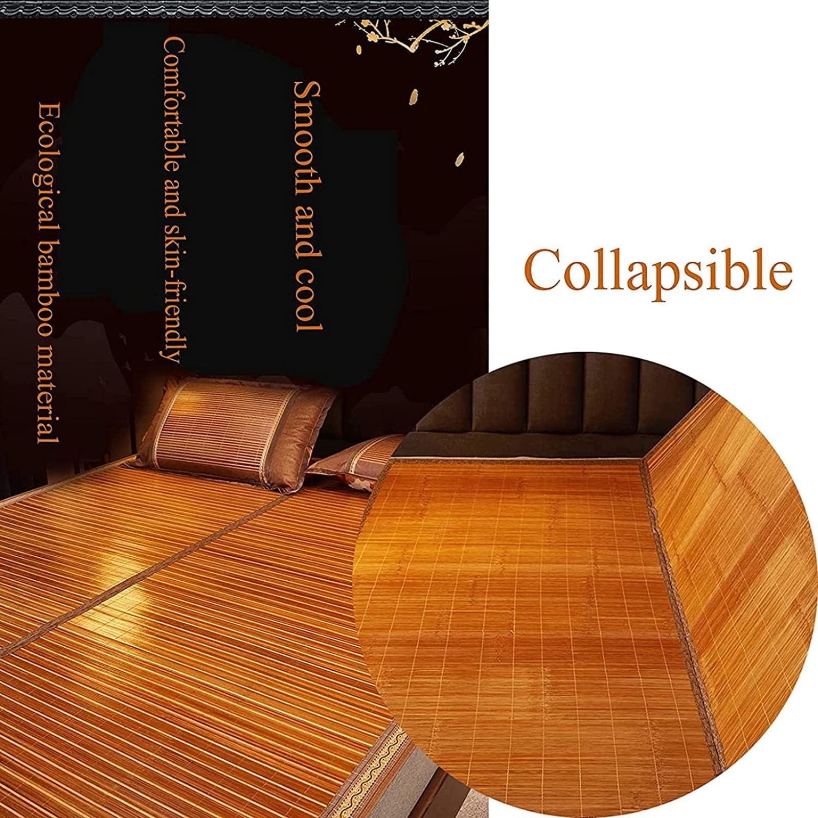 Foldable Carbonized Bamboo Cooling Pad - Double-Sided Summer Sleeping Mat for Home, School & Dorm - Breathable Air Conditioning Mattress Topper for Single Beds | Perfect for Hot Weather, Night Sweats & Temperature Regulation