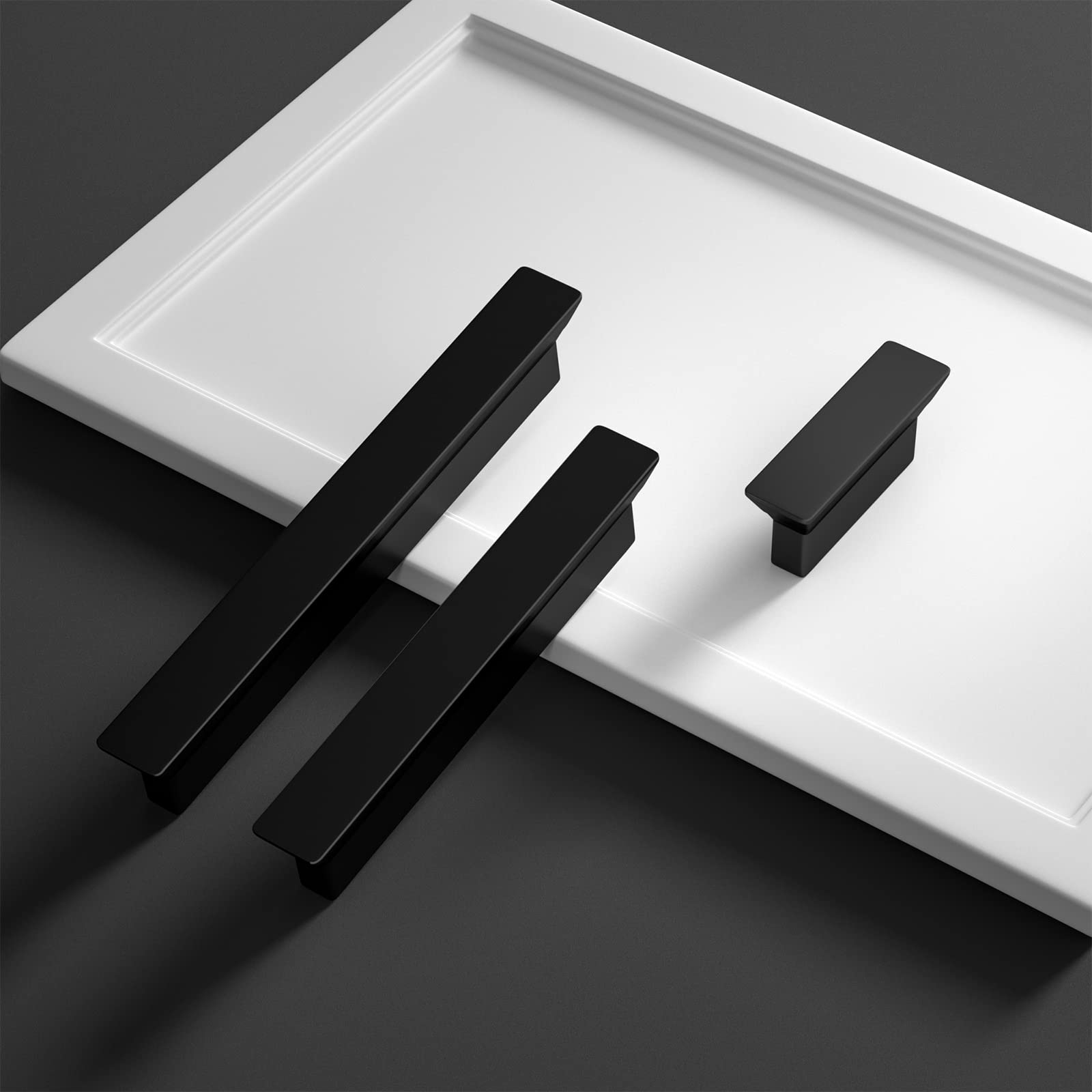 Rergy 10 Pack Matte Black Kitchen Cabinet Handles - 5 Inch (128mm) Center to Center - Modern Drawer Pulls for Kitchen, Bathroom & Dresser - Durable Hardware for Cabinets, Furniture & Home Decor