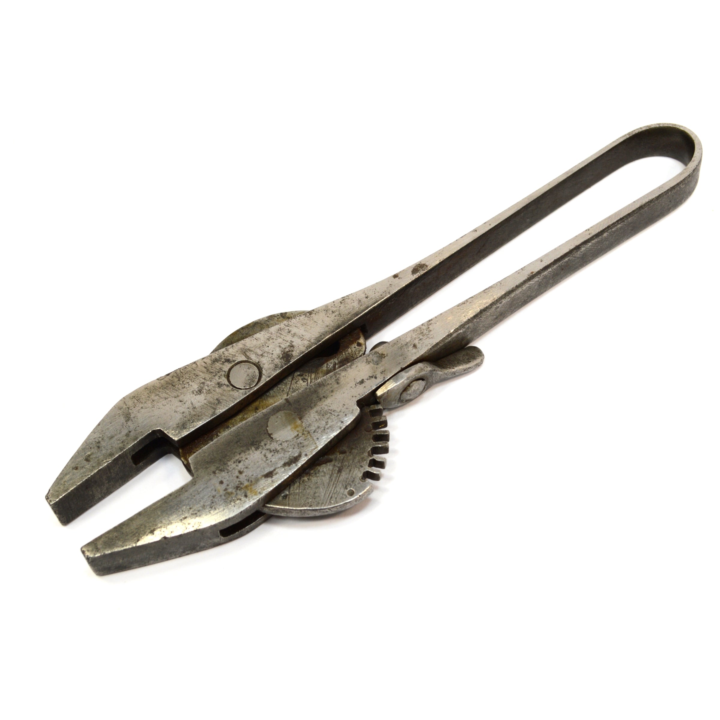 Vintage Adjustable Nut Wrench with Pivot Quick Adjust & Gear Wedge Lock - Rare Antique Tool for Collectors, DIY Projects, and Mechanical Repairs