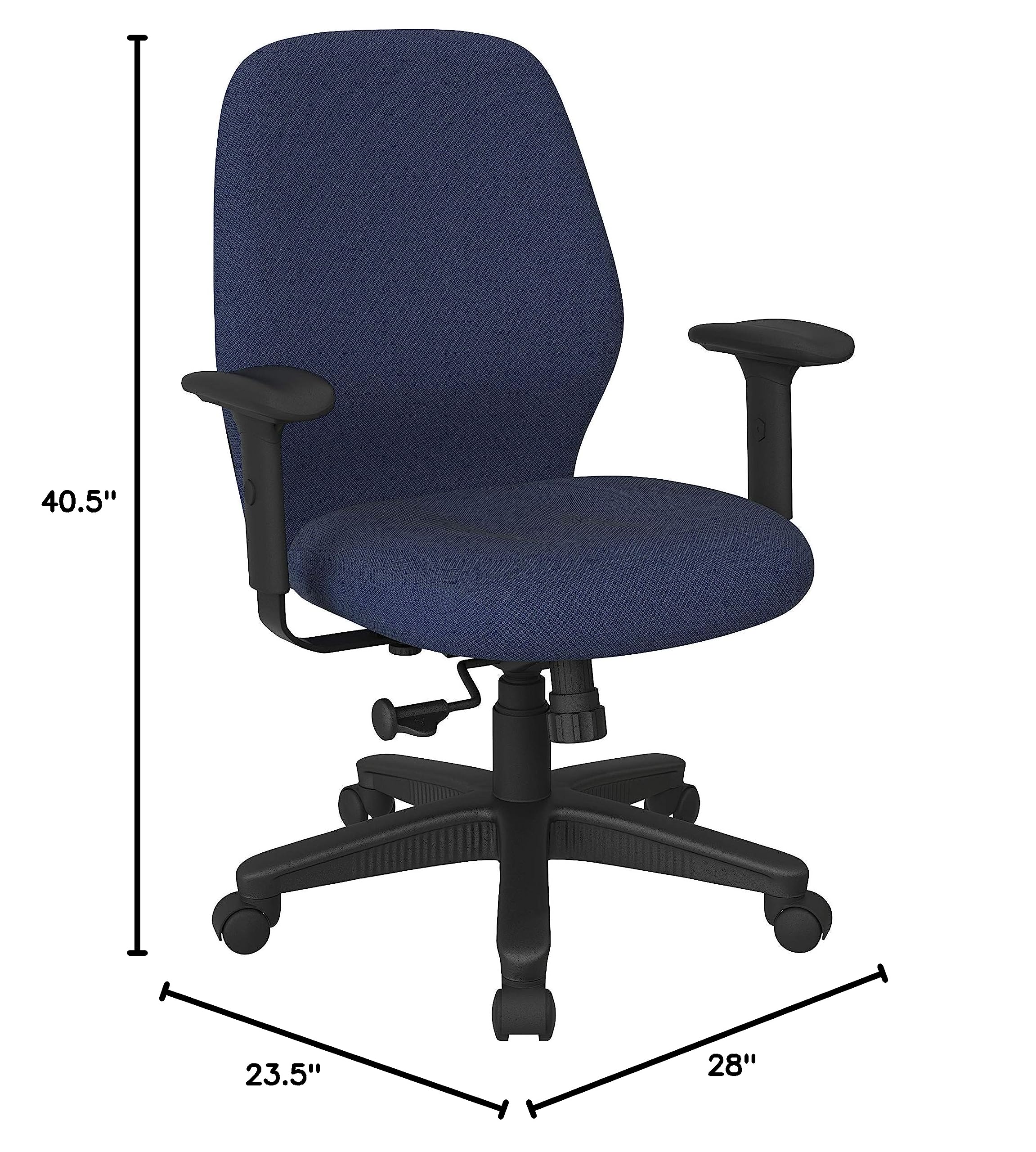 Office Star Ergonomic Mid Back Adjustable Office Desk Chair with Thick Padded Seat & Lumbar Support - Diamond Blue Galaxy Fabric - Perfect for Home Office, Gaming & Workspace Comfort