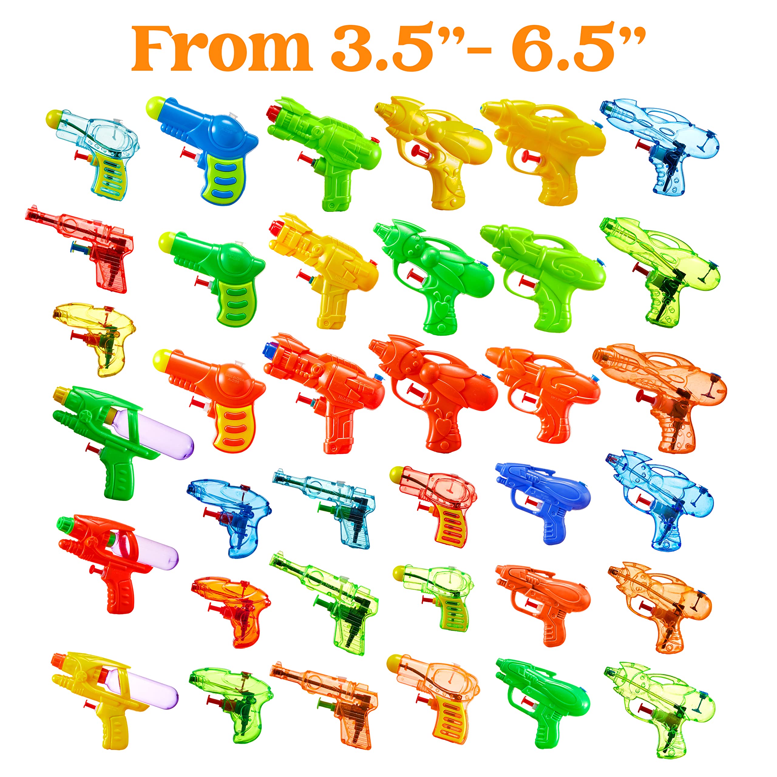 Sloosh 36 Pack Water Gun Toys - Colorful Mini Water Blasters for Kids, Pool Party, Outdoor Summer Fun & Backyard Games - Perfect for Boys & Girls Ages 5-12