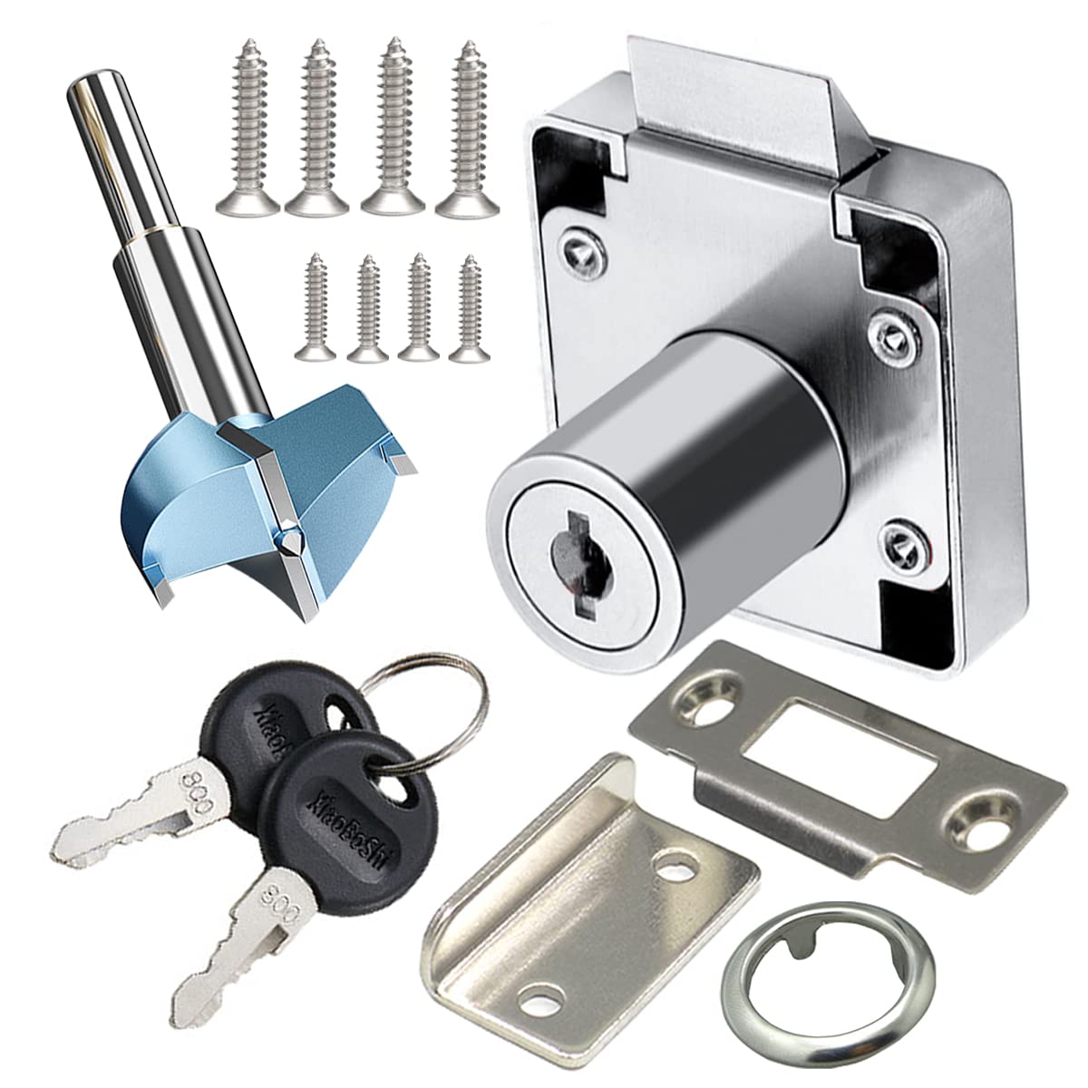 **Keyed Alike Automatic Cabinet Drawer Lock with Forstner Drill Bit - 3/4