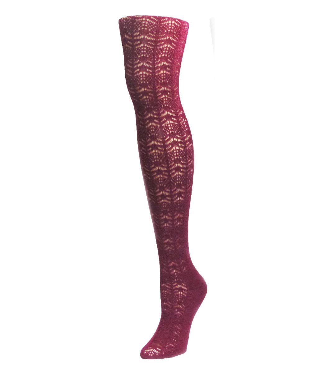 MeMoi Women's Expanded Crochet Cashmere Blend Tights - Soft Winter Leggings for Casual Wear, Office & Date Nights