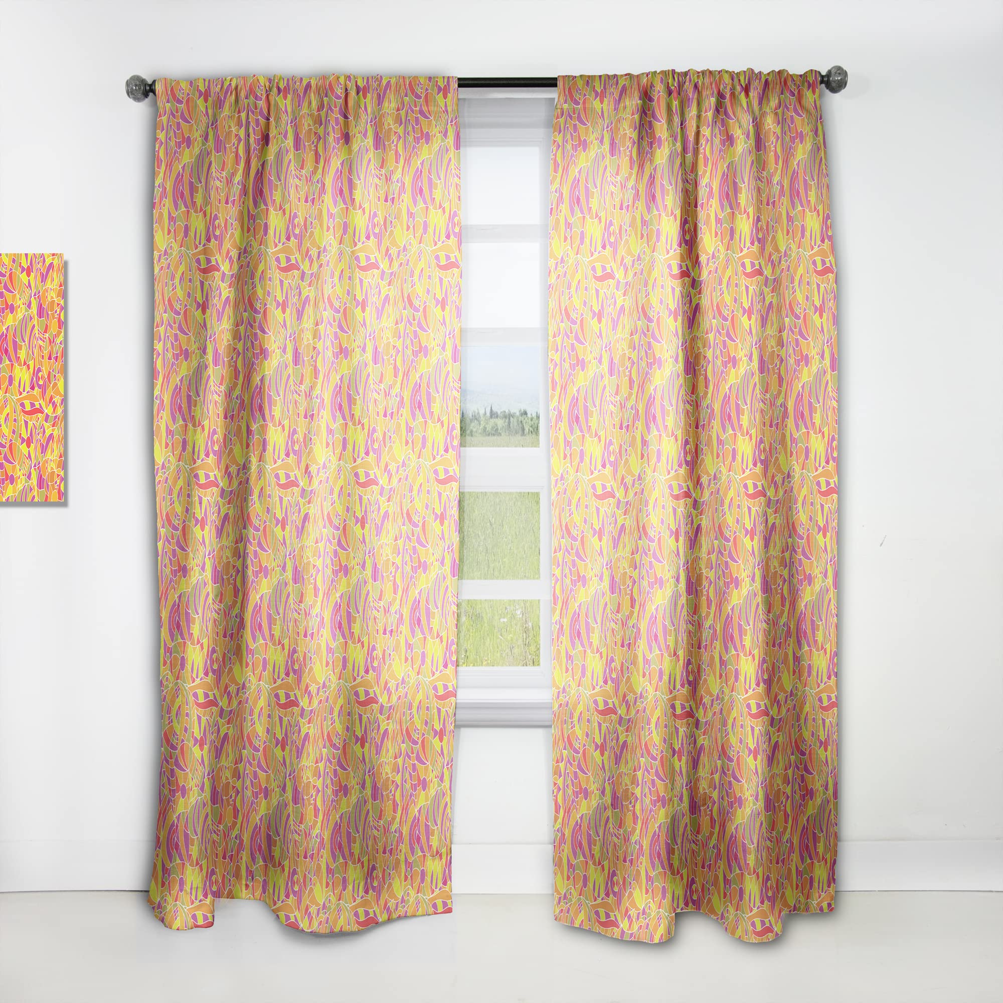 DesignQ Thermal Insulated Blackout Curtains - Hand-Painted Abstract Pattern Window Drapes for Bedroom & Living Room - 52x90 Inch Single Panel - Energy Saving, Noise Reducing & Light Blocking for Better Sleep & Privacy