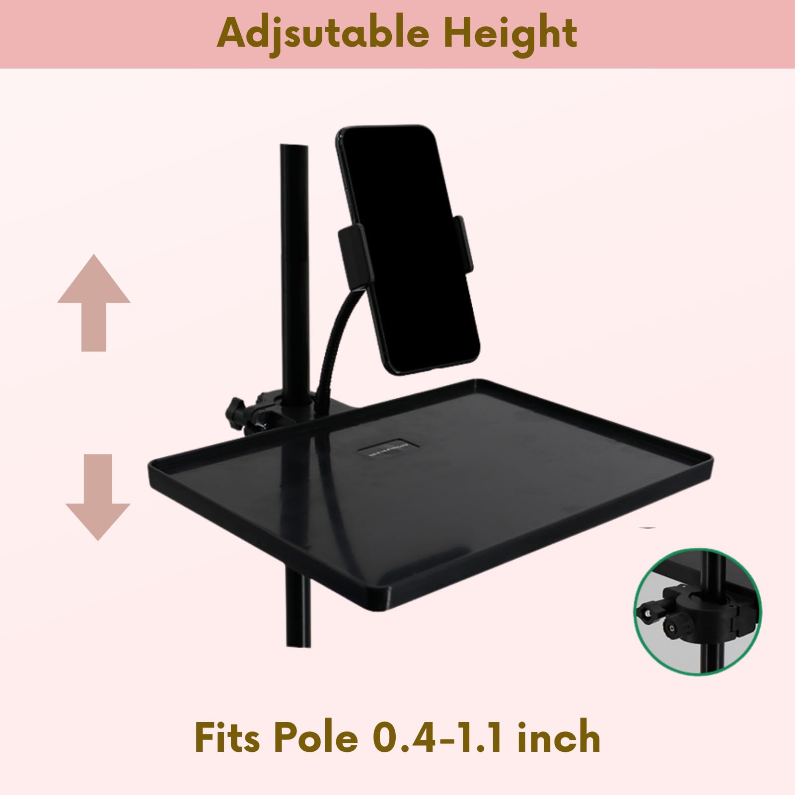 Professional Lash Tray Holder with Ring Light Clip & Phone Mount - Perfect Organizer for Eyelash Extension Tech Supplies - Ideal for Salon, Home Studio & Mobile Lash Artists