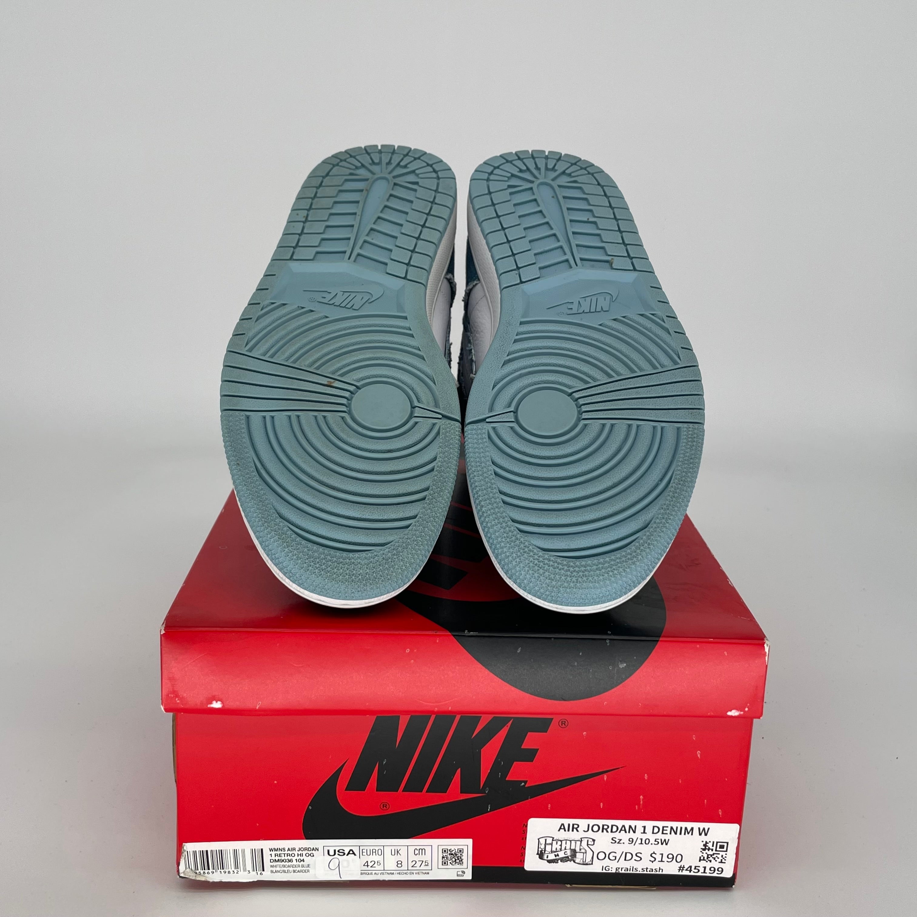 Air Jordan 1 Retro High OG Denim Women's Sneakers Size 9/10.5W (DM9036-104) - Stylish Casual Shoes for Women, Perfect for Streetwear & Everyday Fashion