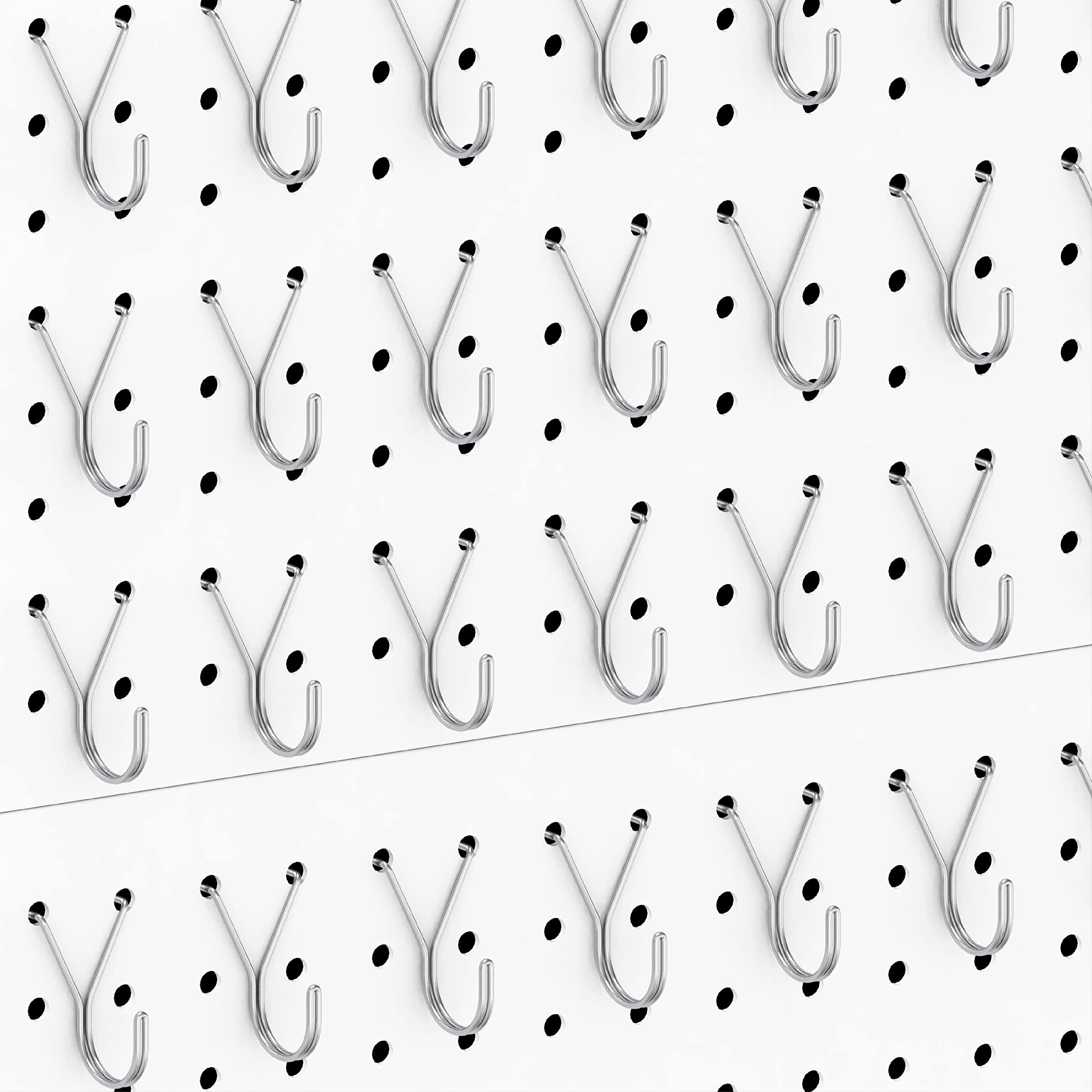 HUHOLE Pegboard Hooks 80 Pack - 1 Inch Silver J-Hooks for Jewelry, Keys & Tools | Secure Fit for 1/8” & 3/16” Peg Boards | Perfect for Retail Displays & Home Organization