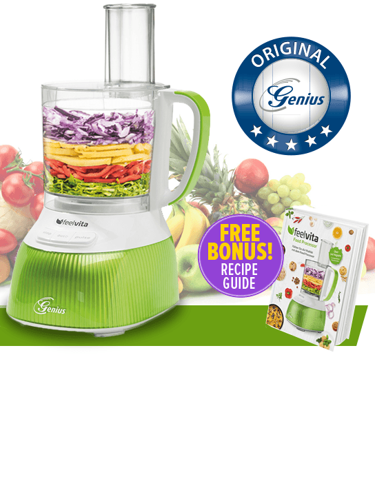 Feelvita 8-Cup Food Processor - Powerful 1000W Electric Kitchen Blender for Chopping, Slicing & Pureeing - Perfect for Smoothies, Baby Food & Meal Prep (BPA-Free)