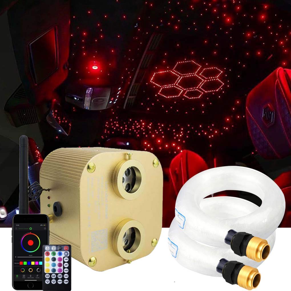 AZIMOM Bluetooth 20W Fiber Optic Star Ceiling Light Kit - 700pcs 0.03in x 9.8ft RGBW LED Strands with Remote & Sound Control for Home, Bedroom, Car Interior Decor | Create Starlit Ambiance for Parties, Relaxation & Romantic Nights