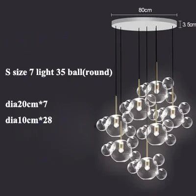 Elegant Glass Ball Pendant Lights - Modern Hanging Chandelier for Dining Room, Kitchen Island & Bedroom Lighting Decor