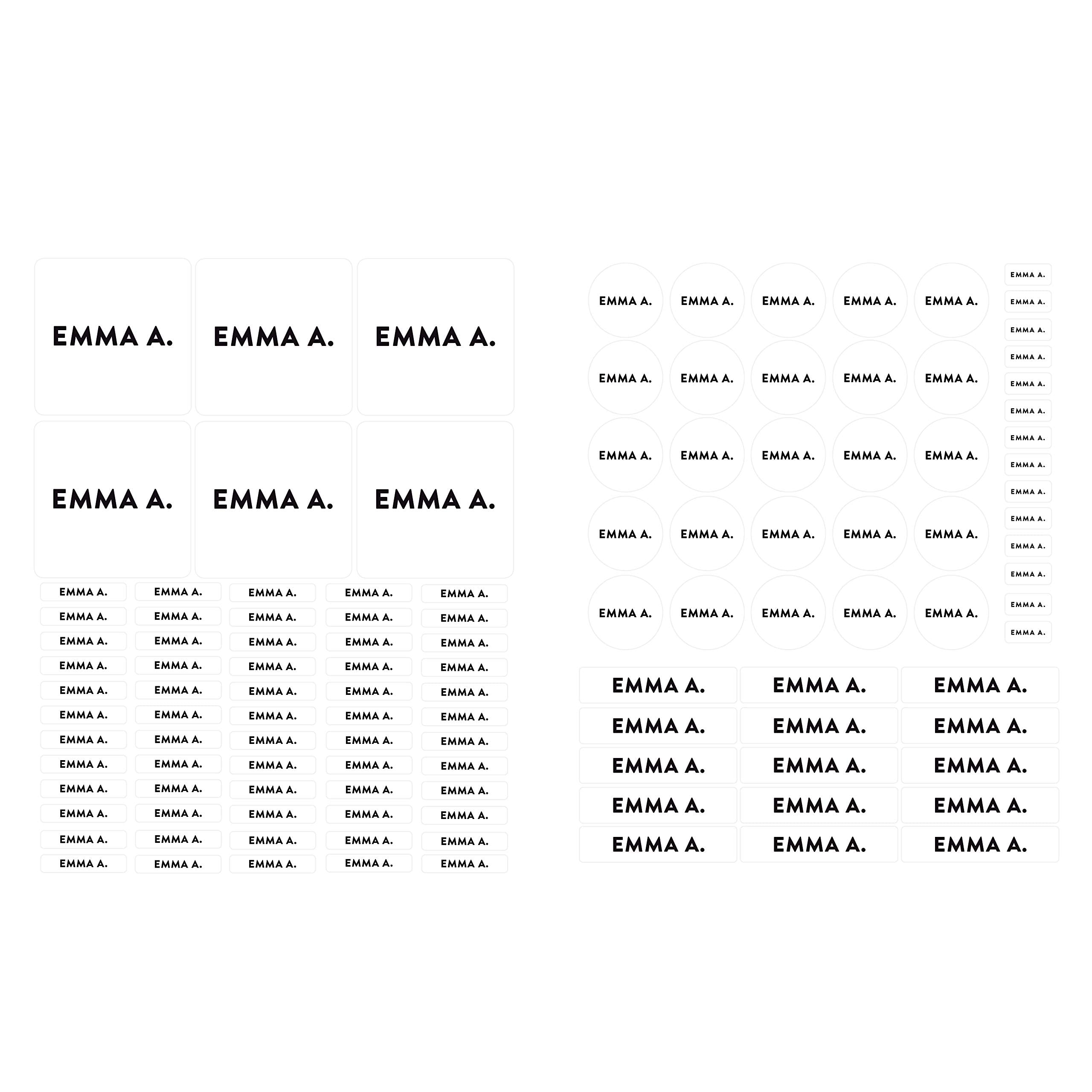 Andaz Press Custom Personalized Waterproof School Name Labels - 120-Pack White Kids Name Stickers for School Supplies, Preschool & Daycare - Perfect for Books, Lunchboxes, Water Bottles & Backpacks