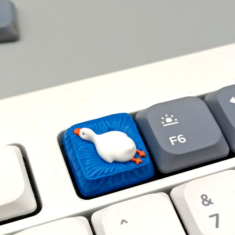 Lying Flat Duck Mechanical Keyboard - Short Switch Resin Handmade Custom Cute Creative Keycaps for Gaming, Typing & Office Work