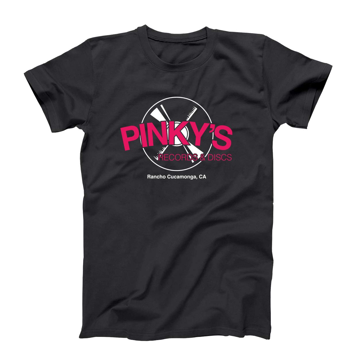 Donkey Tees Pinkys Records Shop Men's Vintage Graphic T-Shirt - Retro Music Lover Gift for Concerts & Casual Wear