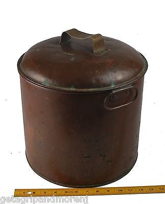 Antique Copper Cooking Pot with Lid by DH&M - Handcrafted Dutch Oven for Soups, Stews & Braising - Perfect for Stovetop & Oven Use