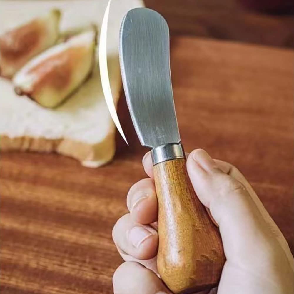 Stainless Steel Cheese Butter Spreader Knives Set with Wooden Handle - Charcuterie Board Accessories for Cheese Platter, Charcuterie, Party Serving & Gourmet Food Presentation