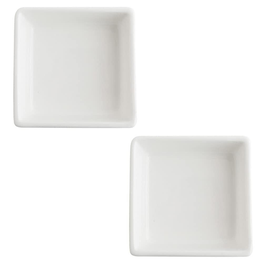 2-Pack Dessert Plates & Pudding Bowls - Multipurpose Snack Storage Dishes, Condiment Holders & Sauce Dipping Bowls for Kitchen, Party, Picnic, BBQ (White)