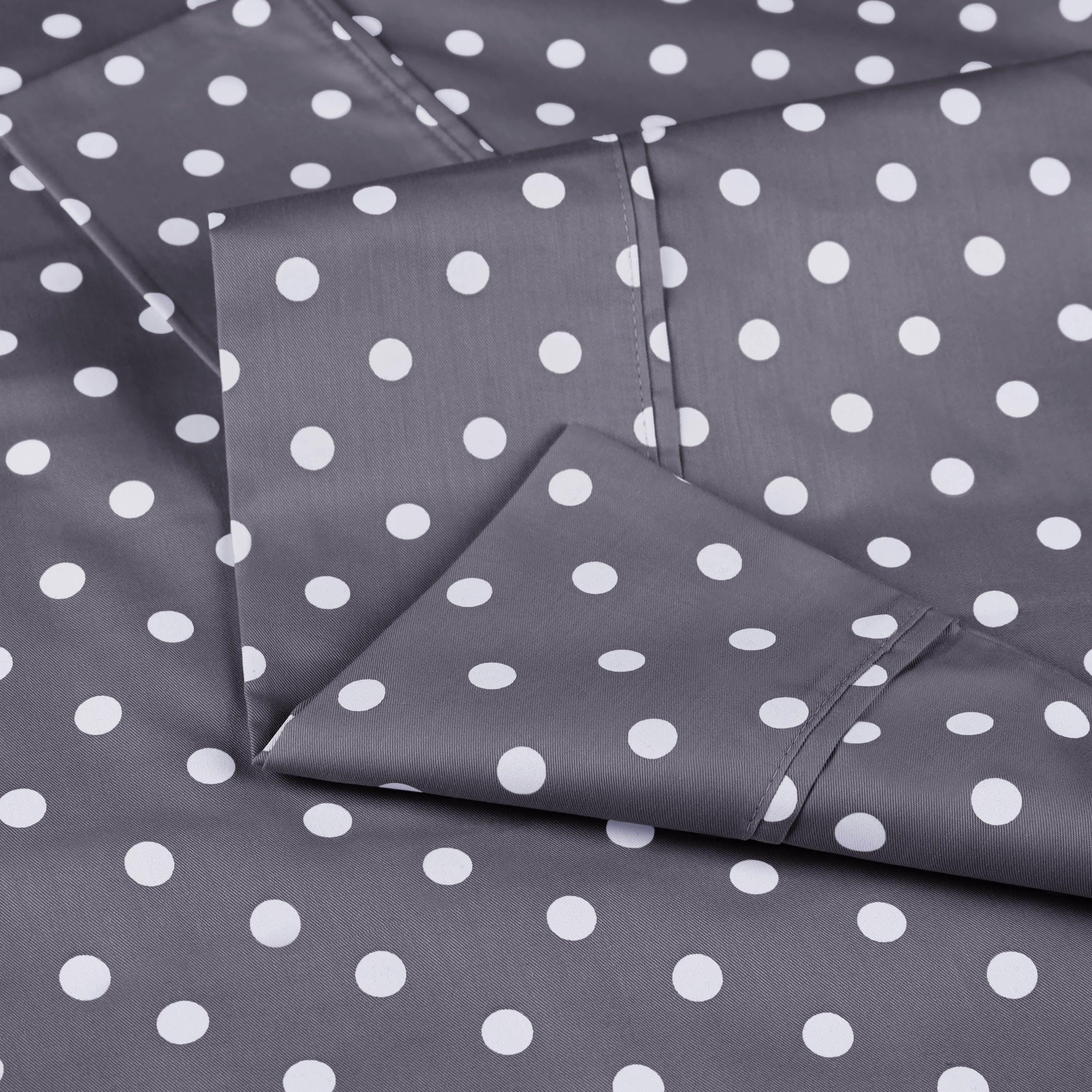 Polka Dot 600 Thread Count Cotton Blend Deep Pocket Sheet Set - Queen Size Bed Sheets for Comfortable Sleep - Perfect for Master Bedroom, Guest Room & Dorm