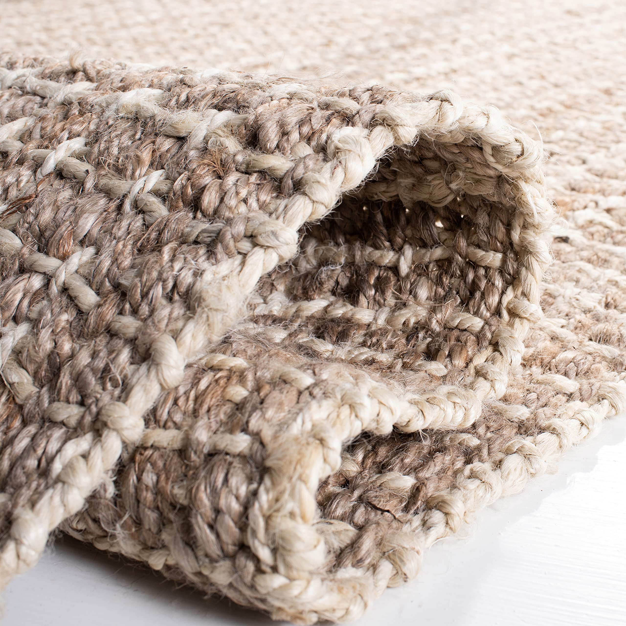 SAFAVIEH Natural Fiber Handmade Jute Area Rug - 8' x 10', Boho Farmhouse Woven Design for Living Room & Bedroom | Durable & Stylish for High Traffic Areas | Eco-Friendly Home Decor (NF188A)