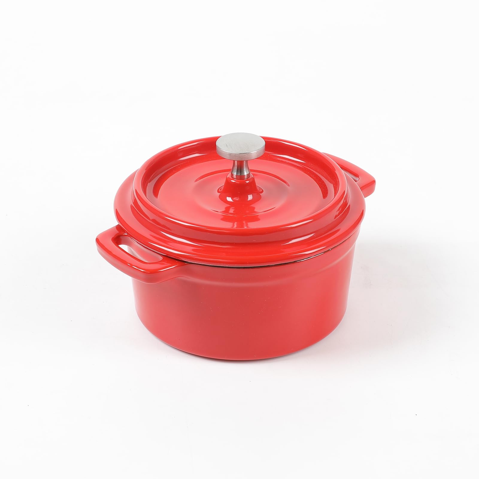 HAWOK 9.13oz Enameled Cast Iron Mini Dutch Oven with Lid - Set of 2 Red Mini Cocotte Sauce Pans (270ml/1.08cups) - Perfect for Baking, Serving & Individual Portions