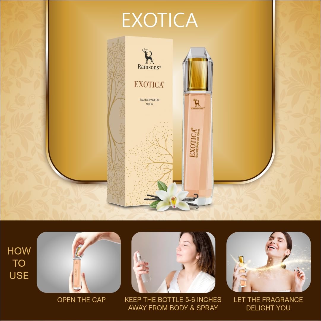 Ramsons EXOTICA Eau De Parfum for Women - 100ml Fruity Floral Perfume with Plum, Honey & Vanilla Notes | Long Lasting Premium Fragrance | Perfect for Date Nights, Office Wear & Special Occasions