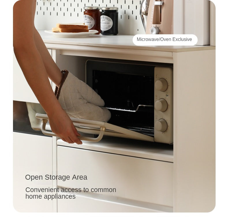 Solid Poplar Wood Wall-Mounted Cream Style Dining Sideboard - Perfect for Small Spaces, Kitchens, and Dining Rooms