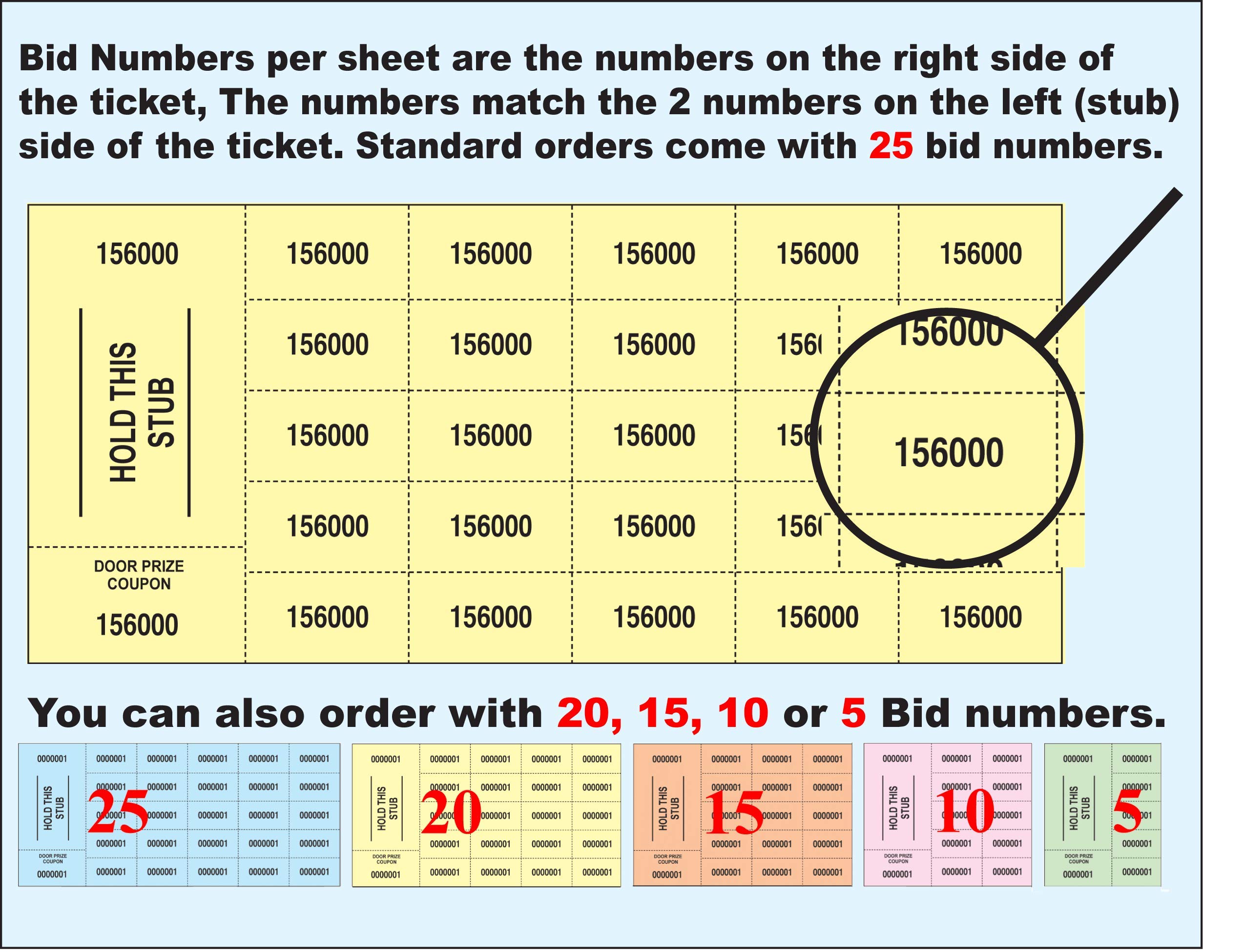 500 White Auction Tickets with Customizable Buyer Info - 