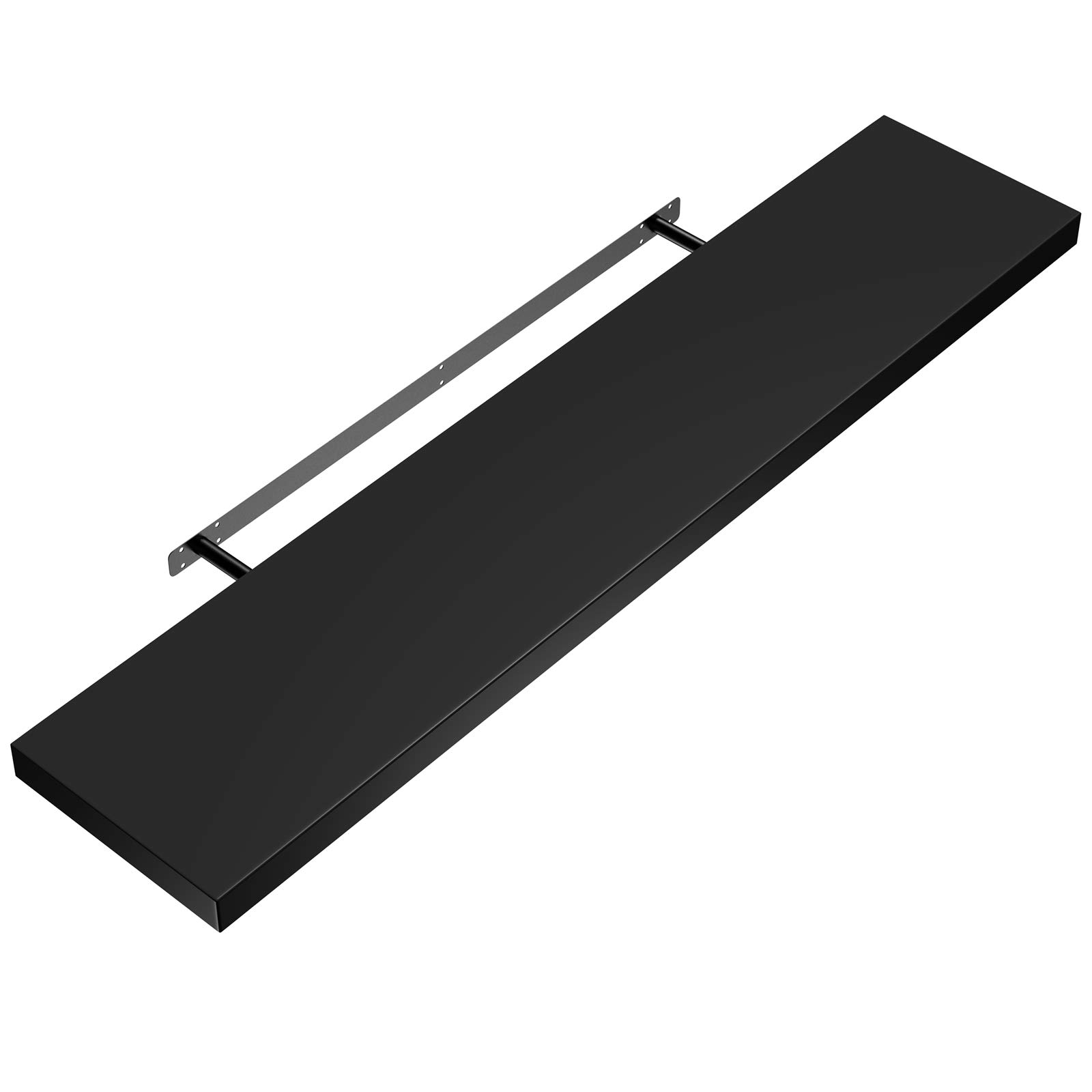 Casaria® 43-Inch Floating Wall Shelf - Black MDF Wood with Sturdy Mounting Brackets - Perfect for Living Room, Bedroom, or Office Storage & Display