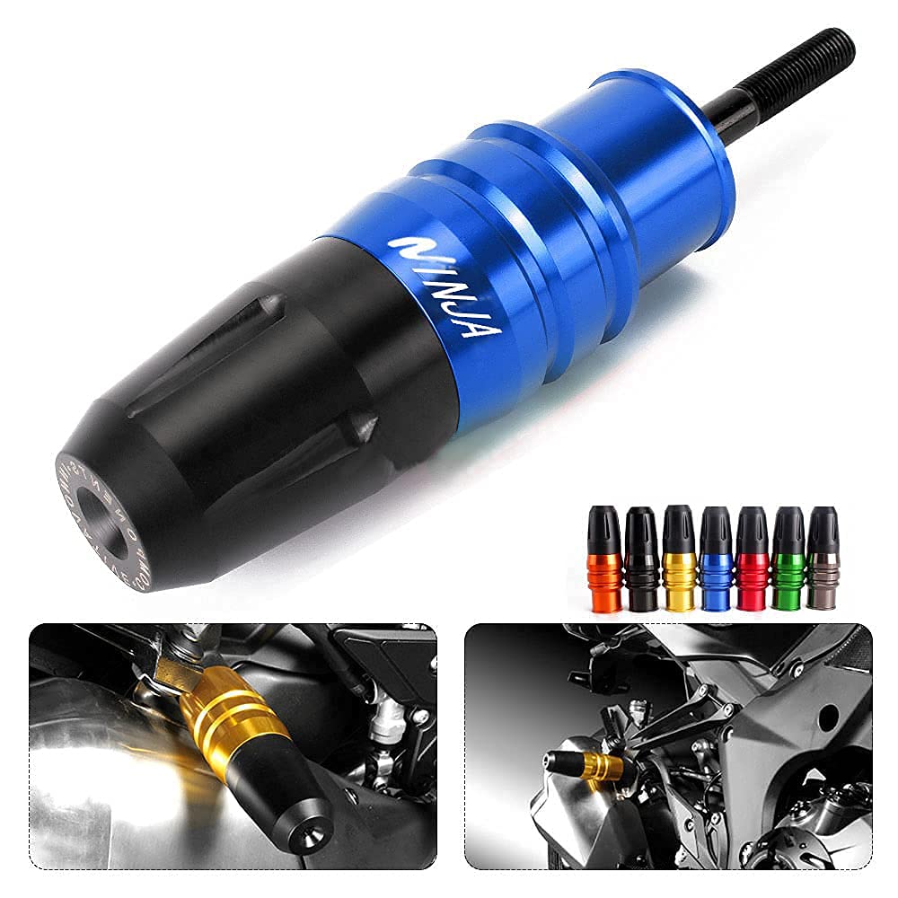 KAWASAKI NINJA 250 300 400 Motorcycle CNC Crash Protection Sliders (2018-2024 Models) - Exhaust & Frame Protection Pads with Logo - Perfect for Track Days & Street Riding Safety
