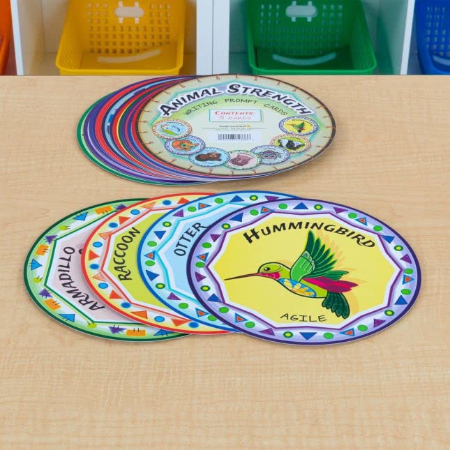 Really Good Stuff Animal Strength Writing Prompt Cards - 30 Inspirational Cards for Kids' Creative Writing & Classroom Activities