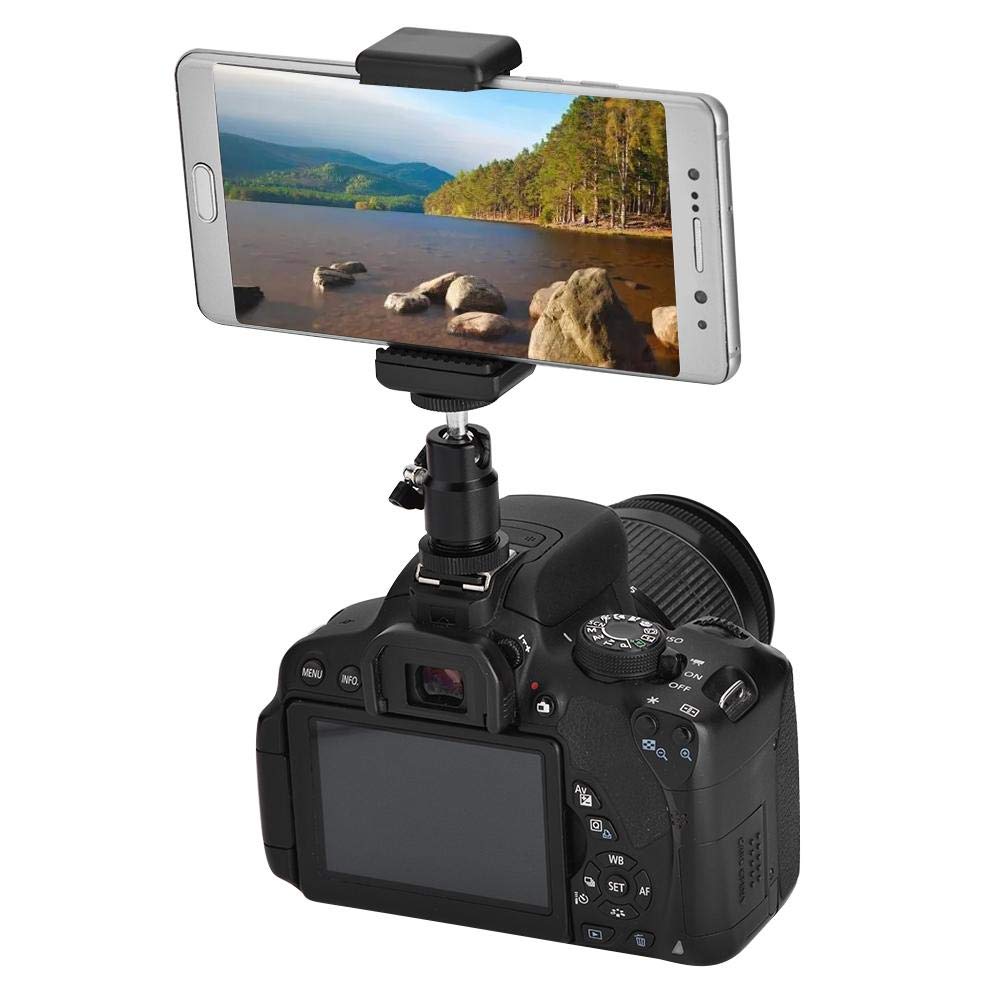 360° Rotating Metal Phone Holder Clip - Universal Tripod Adapter for Smartphones, Flashlights & Handles | Perfect for Vlogging, Live Streaming & Photography (Black)