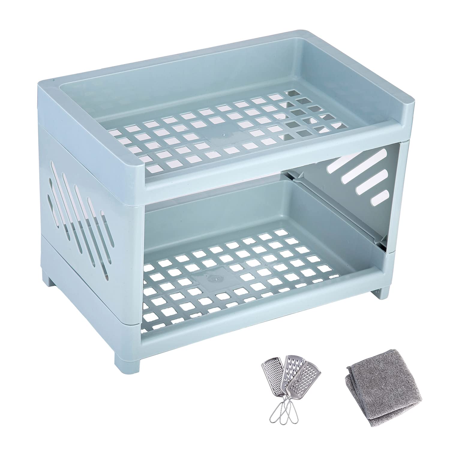 2-Tier Bathroom Organizer Countertop - Multi-Function Kitchen Cabinet Storage & Desk Organizer for Kitchen, Bathroom, Study & Office - Perfect for Small Space Organization & Clutter-Free Countertops