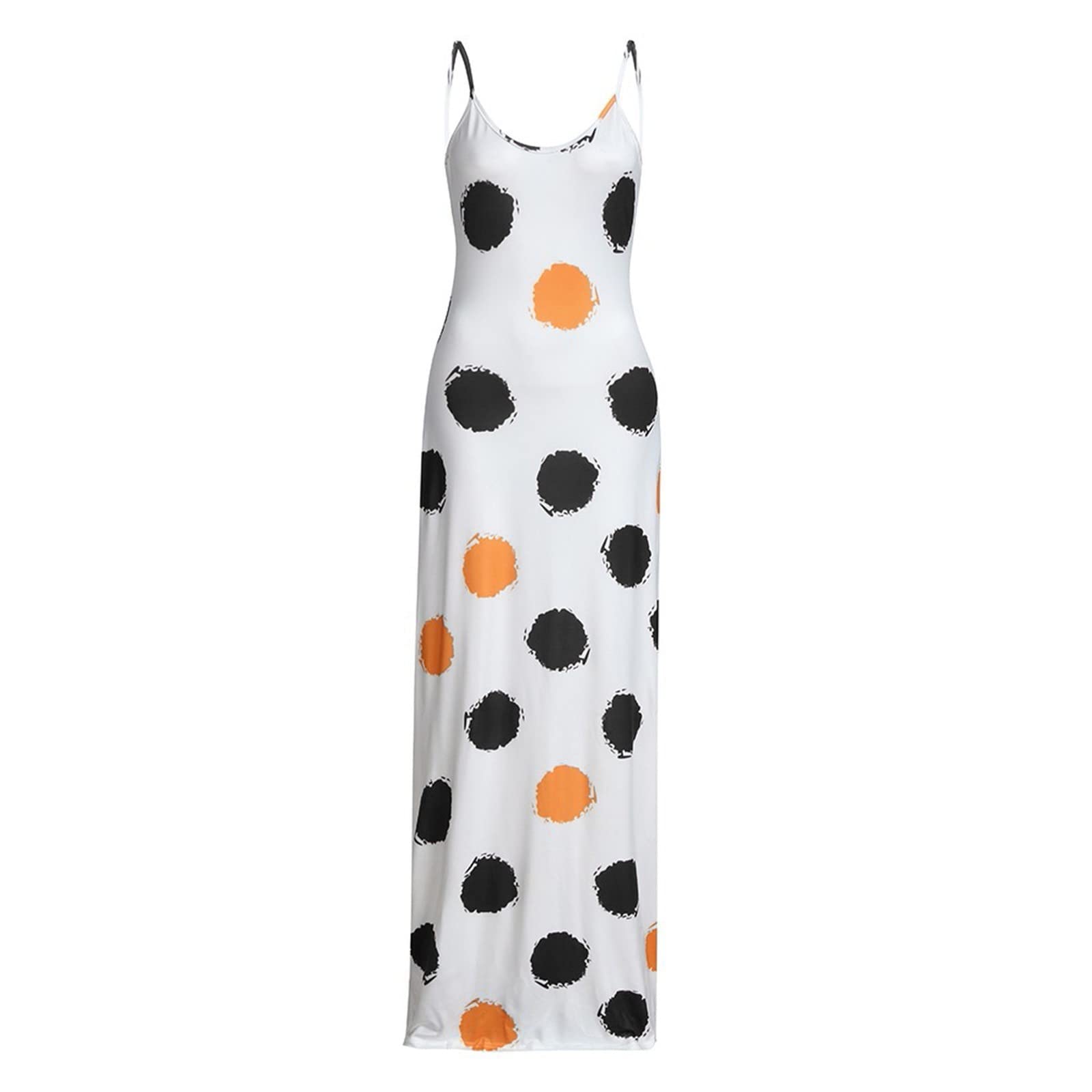 Women's Casual Maxi Dresses - Long Sleeve & Sleeveless Dot Print Flowy Summer Dress for Cocktail Party, Beach Vacation, Date Night & Everyday Wear
