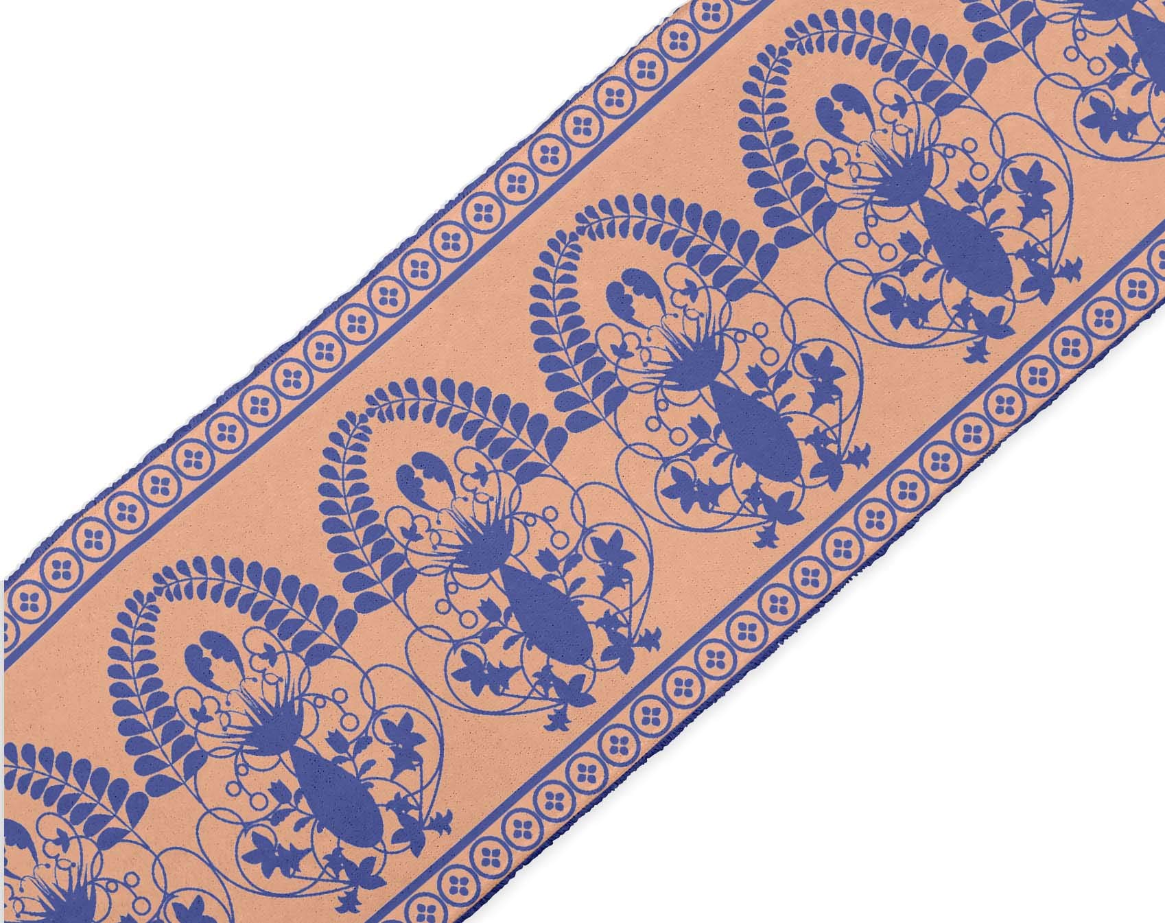Indian Beautiful Art Orange Leaves & Floral Printed Ribbon Trim - 9 Yard Dupion Fabric Lace for Crafts, Sewing Accessories (3 Inches Wide) - Perfect for DIY Projects, Gift Wrapping, and Home Decor