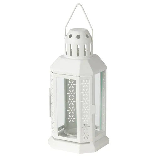 10 Pack White Metal Miners Lanterns - Rustic Vintage Candle Holders for Summer Weddings, Home Parties, Balcony & Deck Decor (21cm Tealight Candle Size) - Perfect for Outdoor Gatherings, Garden Events & Cozy Indoor Ambiance