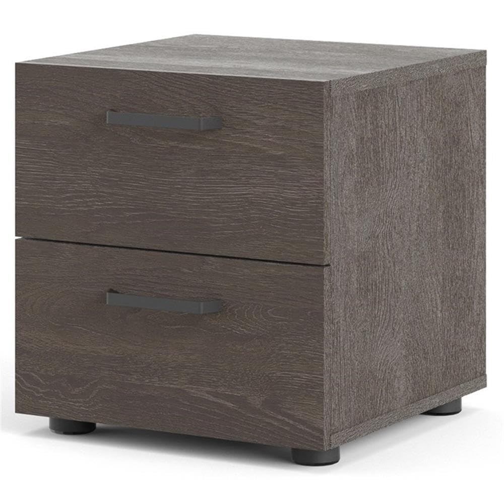 Pemberly Row Modern Wood 2-Drawer Nightstand in Dark Chocolate - Stylish Bedside Table for Bedroom, Living Room & Guest Room