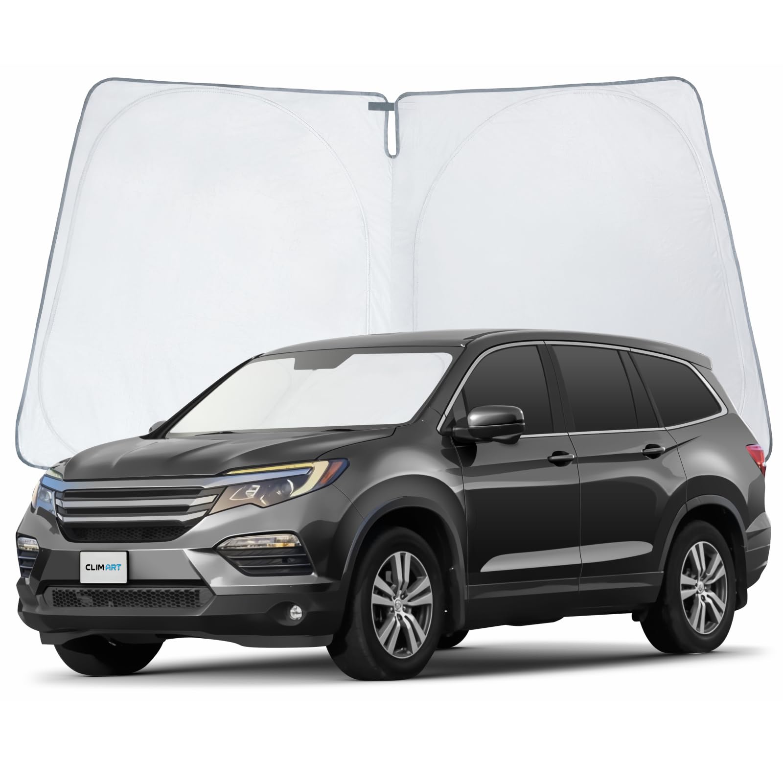 CLIM ART Custom-Fit Foldable Windshield Sun Shade for Honda Pilot 2016-2022 | UV Protection Car Sunshade | Heat Shield for Vehicle Windshield | Perfect for Summer Parking & Road Trips
