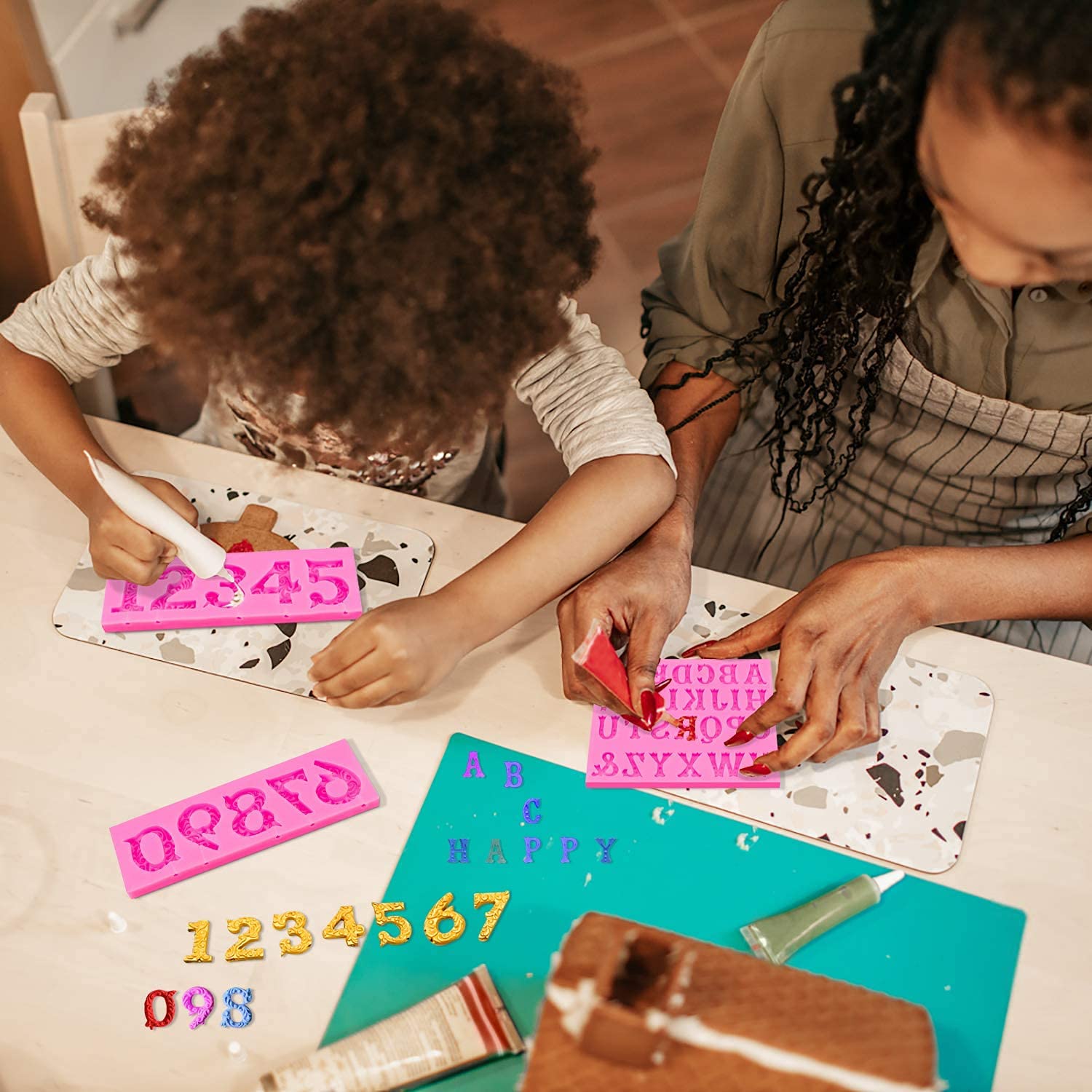 3D Embossed Silicone Molds Set - Alphabet A-Z & Numbers 0-9 for Fondant, Chocolate, Candy Making | Perfect for Birthday Cakes, Graduation Cupcakes, Anniversary Desserts & DIY Cake Decorations | Reusable Baking Molds for Lollipops, Gum Paste, Clay & Cupcake Toppers