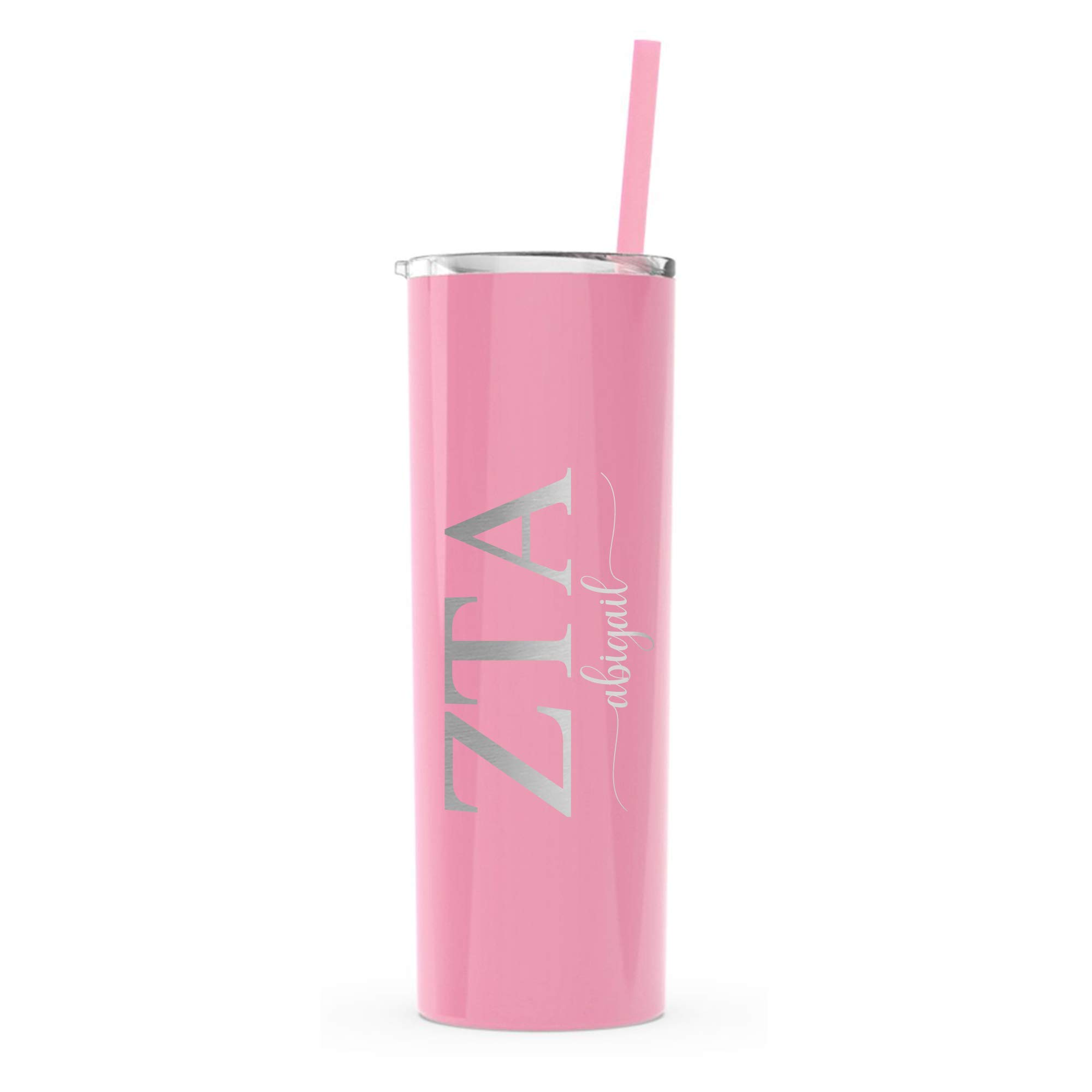 Personalized Skinny Tumbler with Carnation Design - Custom Zeta Tau Alpha Sorority Cup - Perfect for Gifts, College Events & Daily Hydration