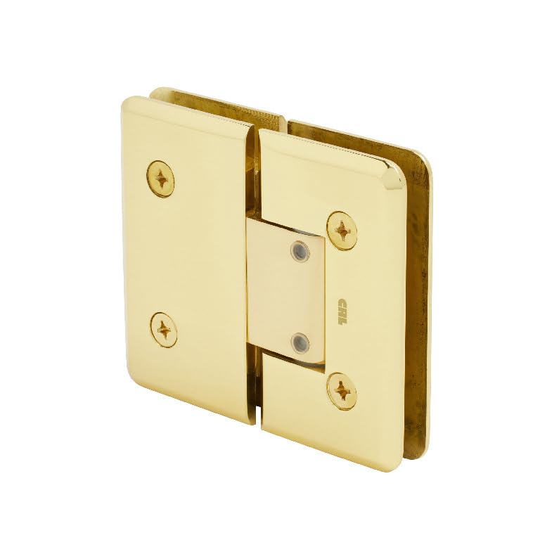 CRL C0L380BR Brass Cologne 380 Series Adjustable 180° Glass-to-Glass Hinge - Heavy Duty Cabinet & Shower Door Hardware for Bathroom & Kitchen Renovation
