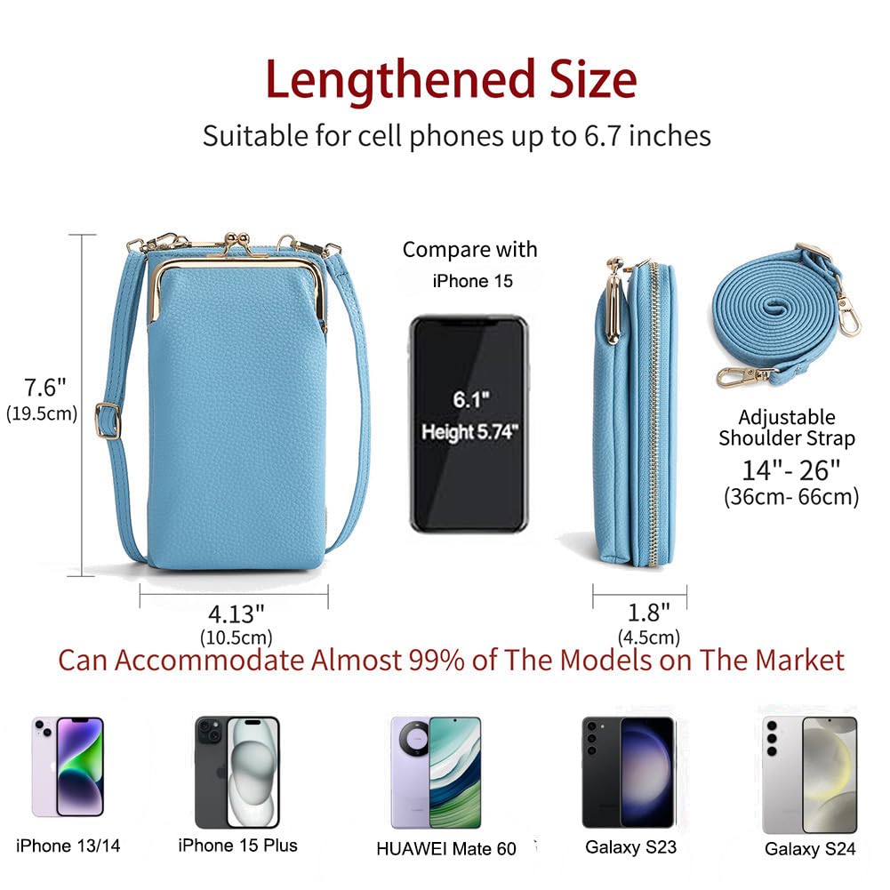 EASTNIGHTS Small Crossbody Phone Bag for Women - Cute Kiss Lock Shoulder Purse with Credit Card Slots - Perfect for Travel, Shopping & Daily Essentials (Black)