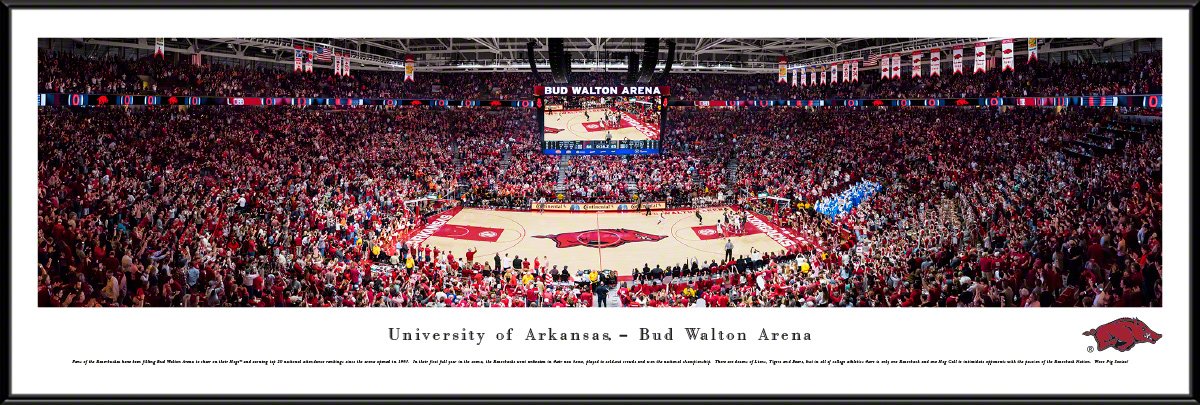 Arkansas Razorbacks Basketball Wall Art - College Sports Posters, Framed Pictures & Home Decor by Blakeway Panoramas - Perfect for Game Rooms, Dorm Decor & Fan Cave