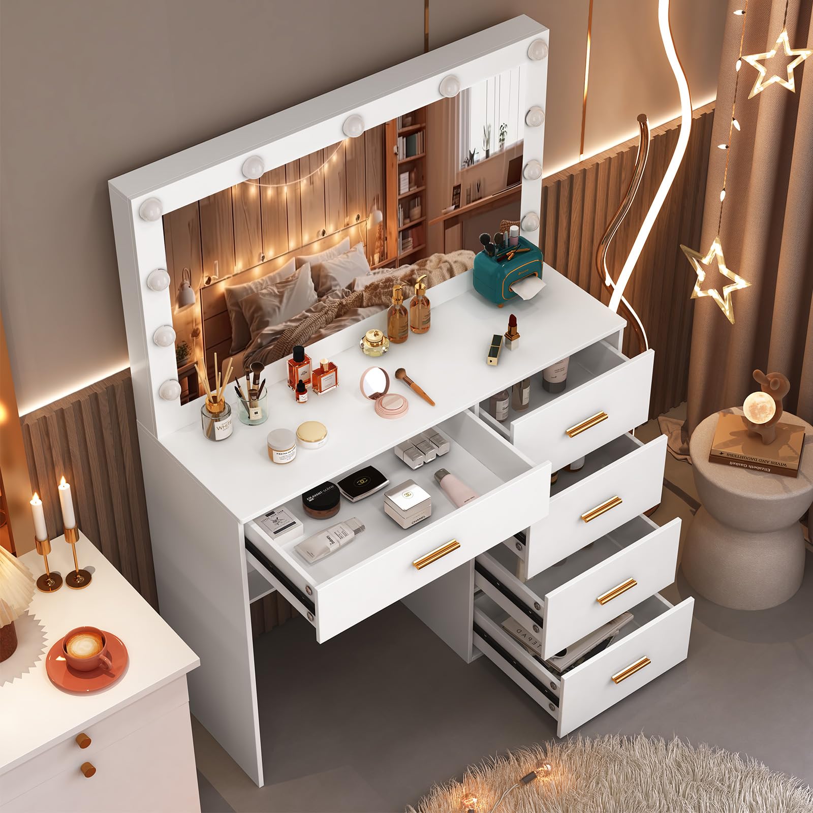 Vanity Desk with Mirror and Light - 31.5