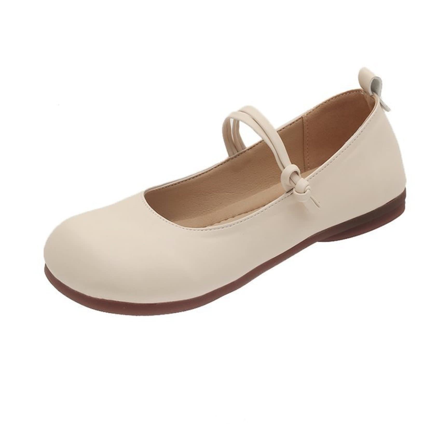 Women's Wide Width Square Toe Flats - Lightweight Mary Janes with Flexible Double Strap - Faux Leather Walking Shoes for Work, Travel & Casual Wear