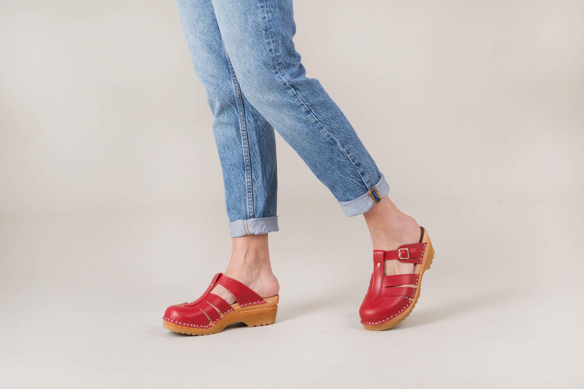 Women's Mary Jane Bastad Slip-On Clogs - Genuine Leather Closed-Toe Sandals with Non-Slip Swedish Wooden Sole | Comfortable & Stylish for Work, Nursing, Gardening & Casual Wear