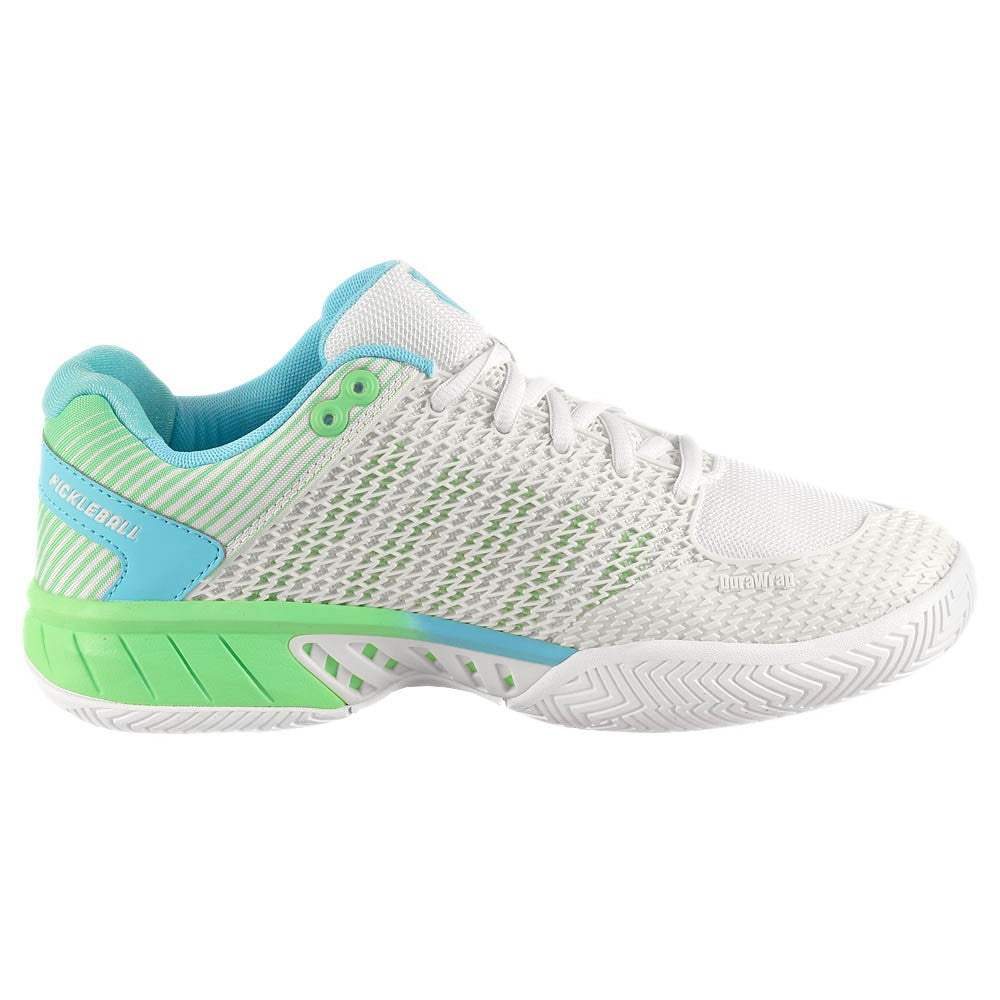 K Swiss Women's Express Light Pickleball Shoes - Wide Width - Egret/Patina Green | Comfortable Court Shoes for Pickleball & Tennis Players | Perfect for Indoor & Outdoor Games