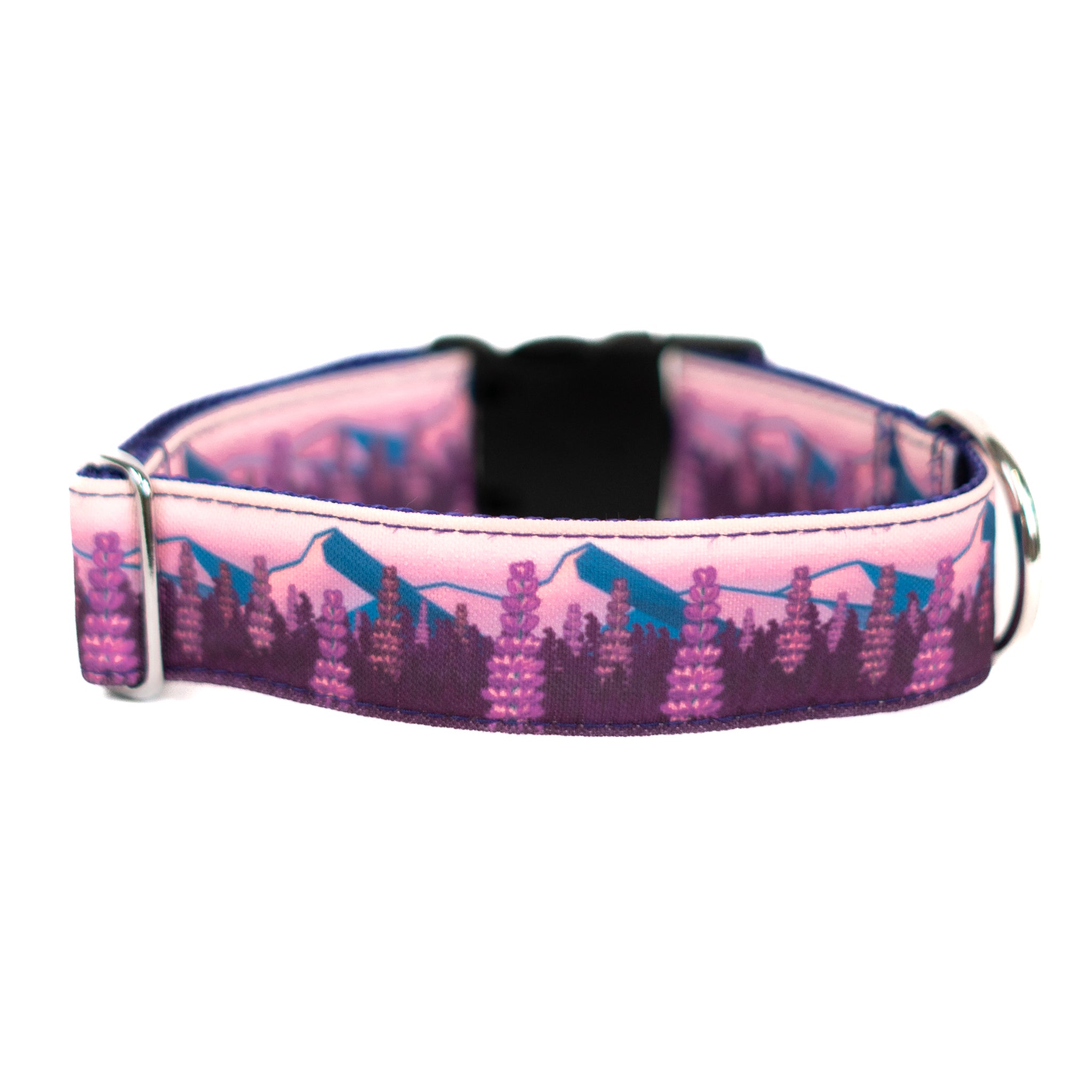 Premium Lupine Fields Dog Collar - Adjustable Nylon Pet Collar with D-Ring & Reflective Stitching for Small Medium Large Dogs - Perfect for Walking, Training & Outdoor Adventures
