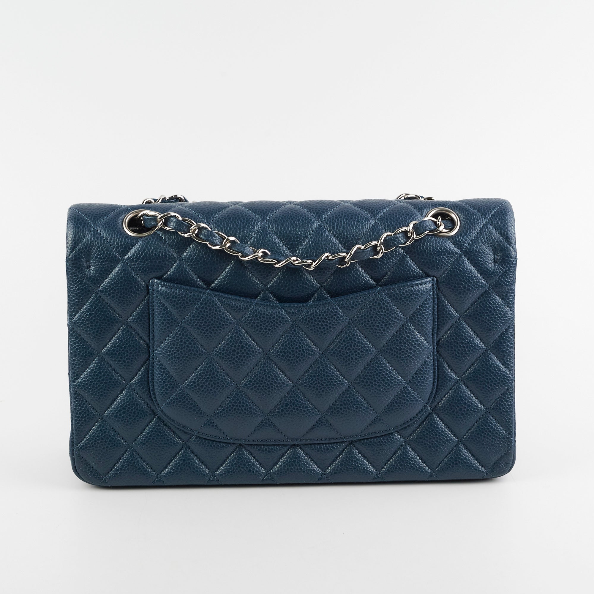 Chanel Medium/Large Double Classic Flap Bag in Navy Caviar Leather - Perfect for Work, Evening Events & Luxury Fashion Accessories