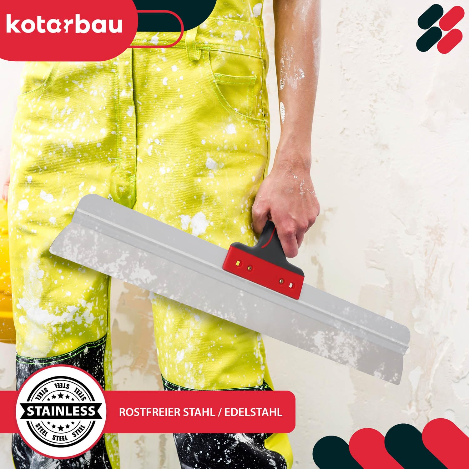 KOTARBAU® 600mm Stainless Steel Plastering Trowel - Wide Facade Spatula with Aluminum Support & Soft Grip Handle for Applying & Removing Plaster, Putty - Perfect for Wall Repair, Drywall, and Surface Smoothing