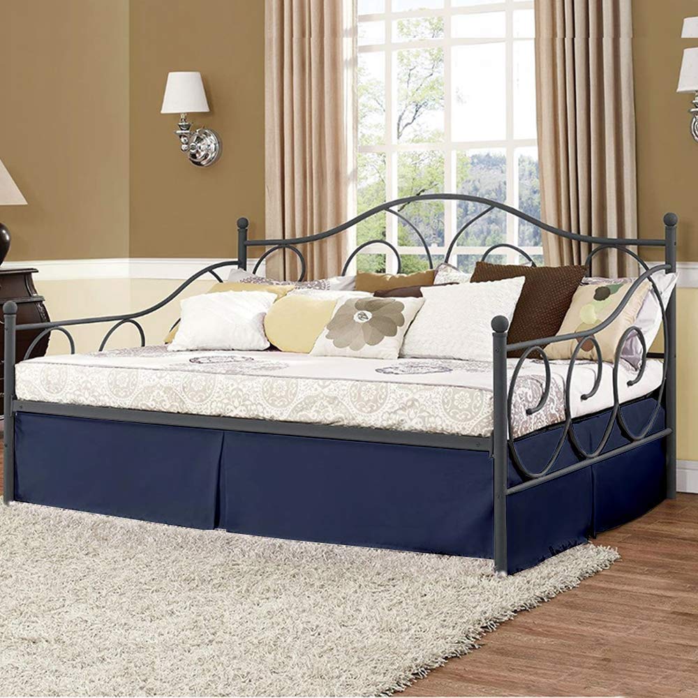 Premium Brushed Microfiber Daybed Skirt with Tailored Pleats & Split Corners - Twin Size (39