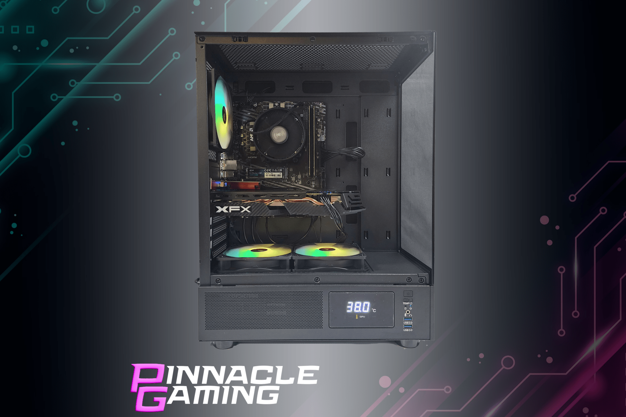 Custom Gaming PC with Ryzen 7 & RX 580 8GB, 2TB SSD, 32GB DDR4 - Black Atlas Desktop for Streaming & Esports - Perfect for Twitch, YouTube & Competitive Gaming